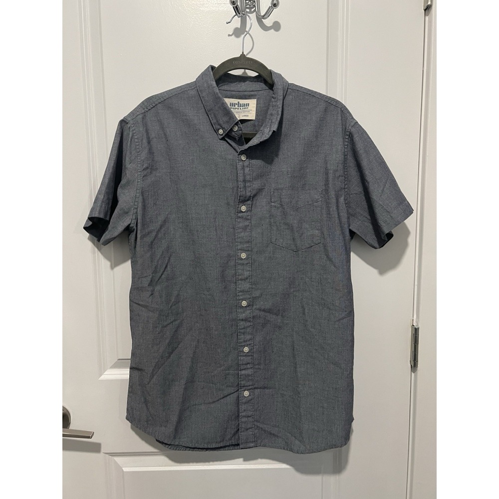 Urban Pipeline Men's Short Sleeve‎ Button Up Shirt Blue Size Large Casual
